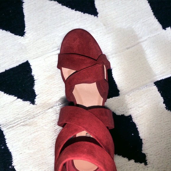*NEW* JustFab Ismay Burgundy Brick Red Wedges - Picture 4 of 16